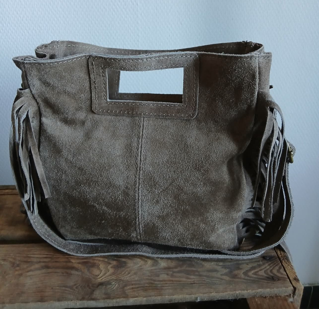 Elegante kaki suède handtas