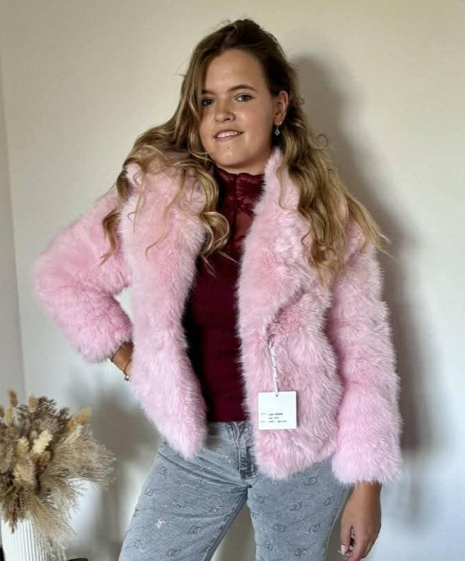 Luxe Rose Faux Fur Jas _Elegante Nepbont Winterjas