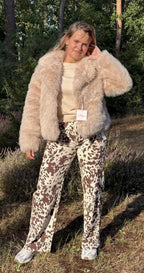 Jeans met koeprint