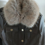 Stijlvol Leather look jasje met afneembare faux fur kraag