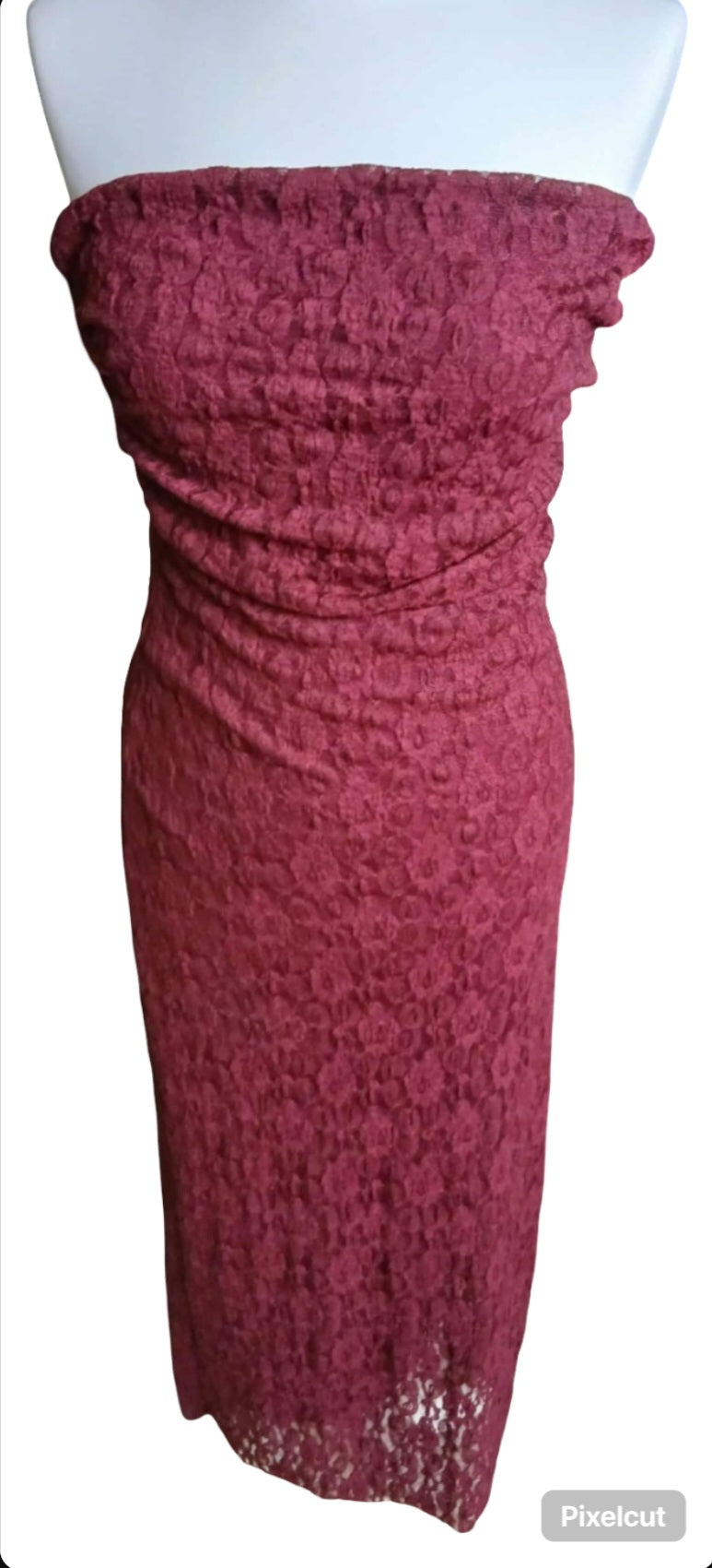 Bordeaux rood elegant midi kleedje - Feestkleding
